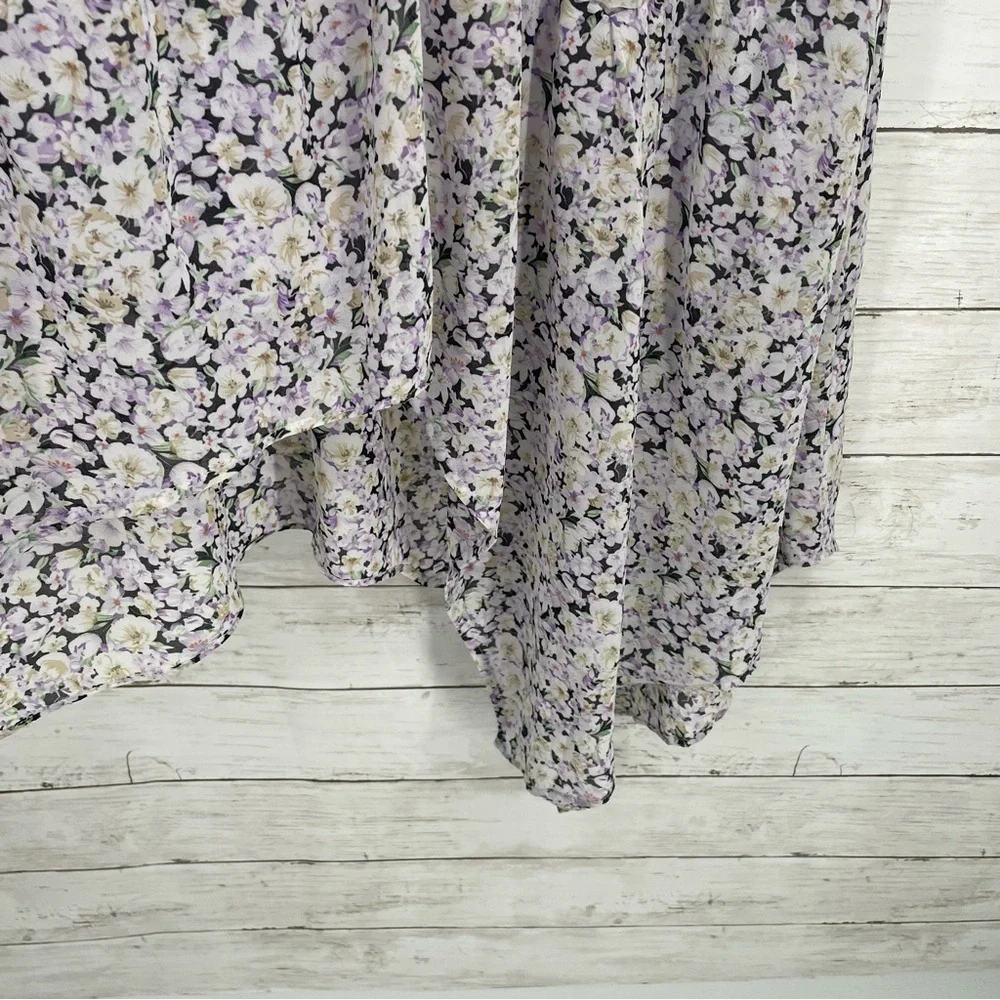 ASTR the label Micalela Floral Puff Sleeve Asymmetrical Midi Dress Size XS - Picture 12 of 16
